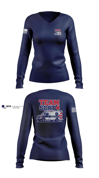 Womens Long Sleeve Vneck Shirt, Scat 4, EMS/EMT, Teamtime, Team time, sublimation, custom sports apparel, team uniforms, spirit wear, spiritwear, sports uniforms, custom shirts, team store, custom team store, fundraiser sports, apparel fundraiser