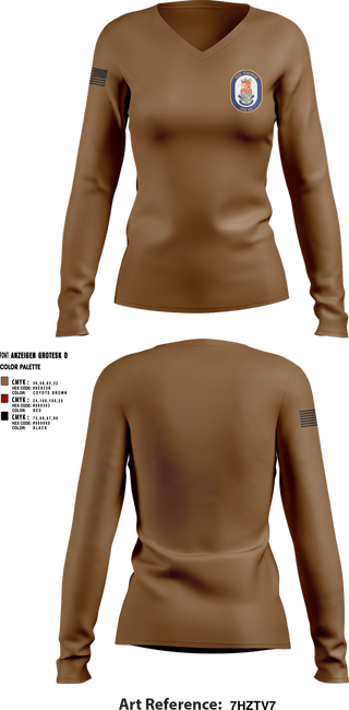 Womens Long Sleeve Vneck Shirt, USS CHOSIN, , Teamtime, Team time, sublimation, custom sports apparel, team uniforms, spirit wear, spiritwear, sports uniforms, custom shirts, team store, custom team store, fundraiser sports, apparel fundraiser