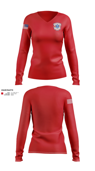 Womens Long Sleeve Vneck Shirt, Hardeman County Ambulance Service, EMS/EMT, Teamtime, Team time, sublimation, custom sports apparel, team uniforms, spirit wear, spiritwear, sports uniforms, custom shirts, team store, custom team store, fundraiser sports, apparel fundraiser