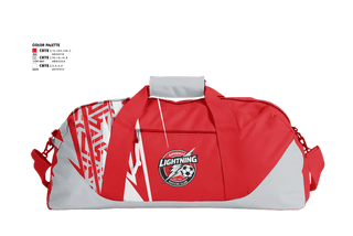Duffle Bag, Amherst Lightning, Women's Soccer, Teamtime, Team time, sublimation, custom sports apparel, team uniforms, spirit wear, spiritwear, sports uniforms, custom shirts, team store, custom team store, fundraiser sports, apparel fundraiser