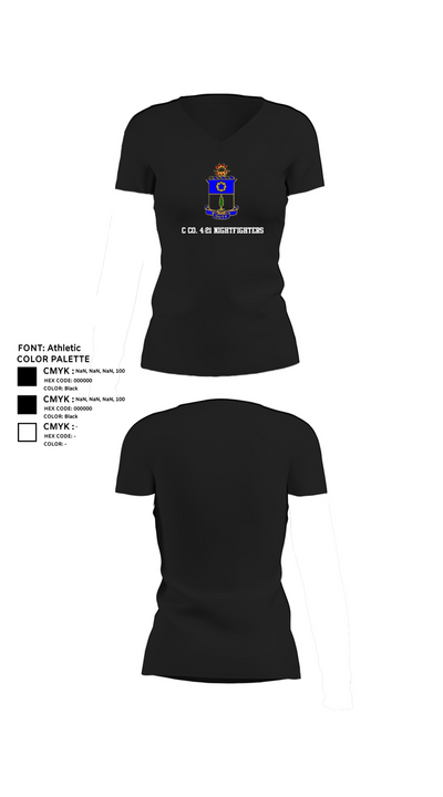 C co. 4/21 Nightfighters 39562086 Women's Short Sleeve V-neck Shirt - 24
