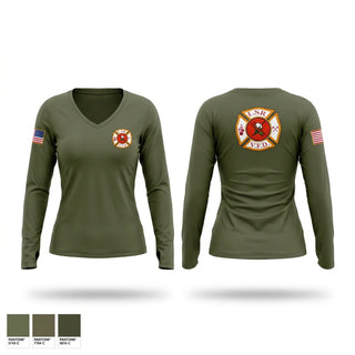 Womens Long Sleeve Vneck Shirt, LSR VFD, Fire Department, Teamtime, Team time, sublimation, custom sports apparel, team uniforms, spirit wear, spiritwear, sports uniforms, custom shirts, team store, custom team store, fundraiser sports, apparel fundraiser