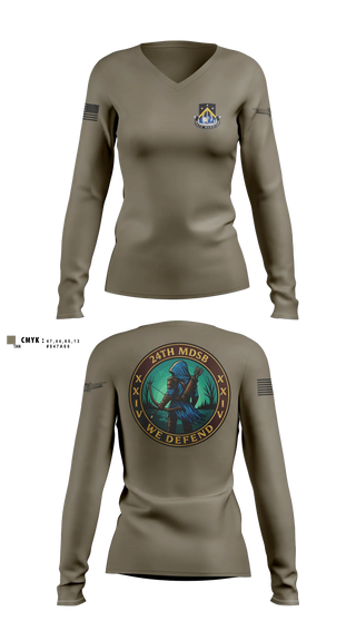 Womens Long Sleeve Vneck Shirt, 24TH MDSB, Army, Teamtime, Team time, sublimation, custom sports apparel, team uniforms, spirit wear, spiritwear, sports uniforms, custom shirts, team store, custom team store, fundraiser sports, apparel fundraiser