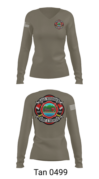 Womens Long Sleeve Vneck Shirt, Lake Mishnock Fire Rescue, Fire Department, Teamtime, Team time, sublimation, custom sports apparel, team uniforms, spirit wear, spiritwear, sports uniforms, custom shirts, team store, custom team store, fundraiser sports, apparel fundraiser