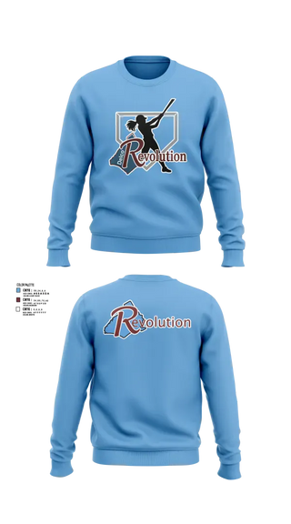 Crew Neck Sweatshirt, Revolution Delco 14U White, Softball, Teamtime, Team time, sublimation, custom sports apparel, team uniforms, spirit wear, spiritwear, sports uniforms, custom shirts, team store, custom team store, fundraiser sports, apparel fundraiser