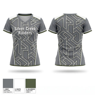 Womens Short Sleeve Vneck Shirt, Silver Creek Raiders, Tennis, Teamtime, Team time, sublimation, custom sports apparel, team uniforms, spirit wear, spiritwear, sports uniforms, custom shirts, team store, custom team store, fundraiser sports, apparel fundraiser