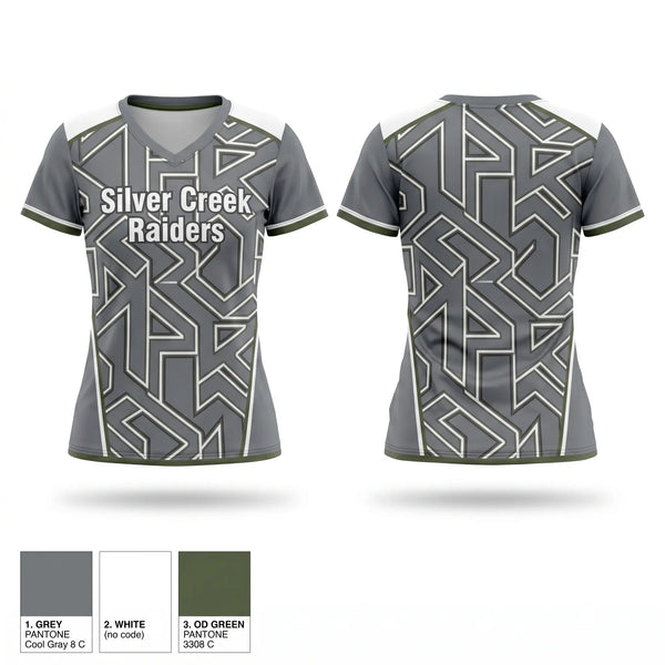 Womens Short Sleeve Vneck Shirt, Silver Creek Raiders, Tennis, Teamtime, Team time, sublimation, custom sports apparel, team uniforms, spirit wear, spiritwear, sports uniforms, custom shirts, team store, custom team store, fundraiser sports, apparel fundraiser