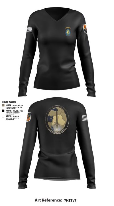 5th Special Forces Group 48922041 Women's Long Sleeve V-neck Shirt - 3