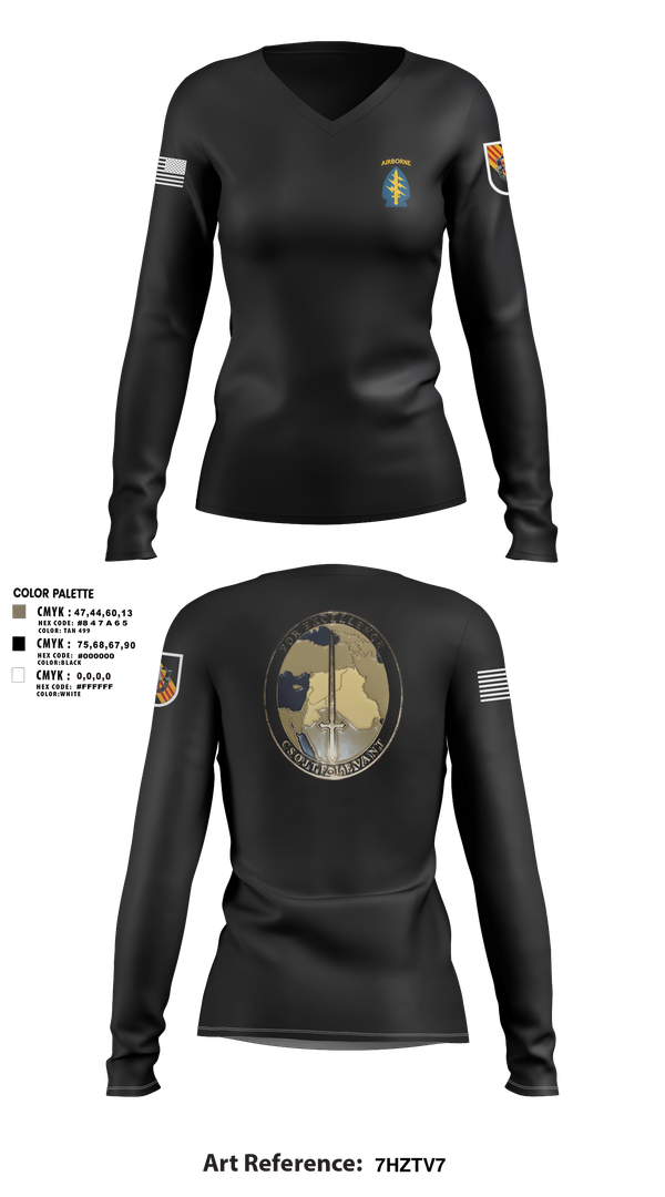 Womens Long Sleeve Vneck Shirt, 5th Special Forces Group, , Teamtime, Team time, sublimation, custom sports apparel, team uniforms, spirit wear, spiritwear, sports uniforms, custom shirts, team store, custom team store, fundraiser sports, apparel fundraiser