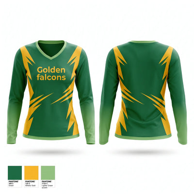 Golden falcons Women's Long Sleeve V-neck Shirt - 1
