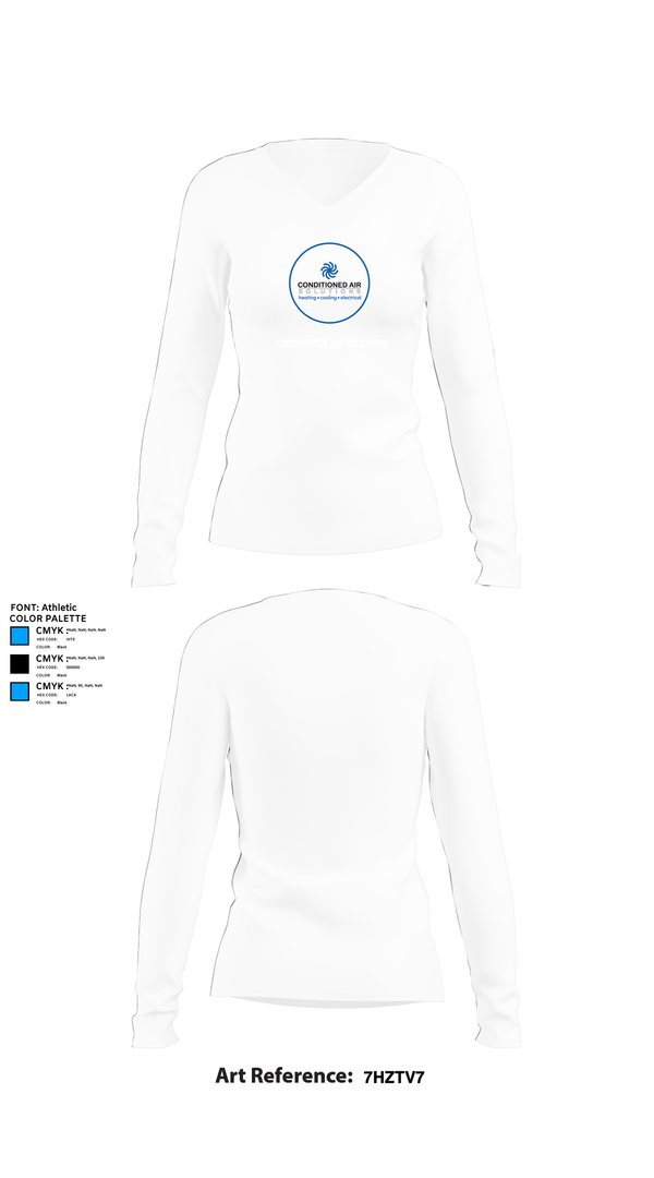 Womens Long Sleeve Vneck Shirt, Conditioned Air Solutions, , Teamtime, Team time, sublimation, custom sports apparel, team uniforms, spirit wear, spiritwear, sports uniforms, custom shirts, team store, custom team store, fundraiser sports, apparel fundraiser