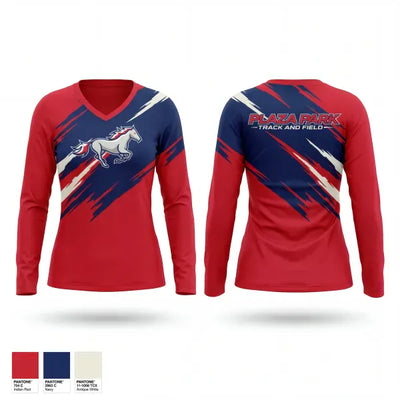 Plaza Park 59569277 Women's Long Sleeve V-neck Shirt - 1