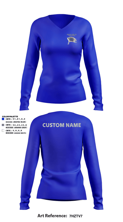 Wheatland youth football and cheer 53677637 Women's Long Sleeve V-neck Shirt - 7