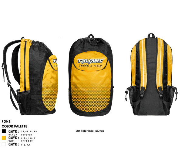 Gear Bag, Trojans, Track & Field, Teamtime, Team time, sublimation, custom sports apparel, team uniforms, spirit wear, spiritwear, sports uniforms, custom shirts, team store, custom team store, fundraiser sports, apparel fundraiser