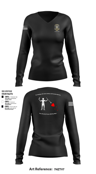 Women's Long Sleeve Vneck Shirt, NSF Key West, Navy, Teamtime, Team time, sublimation, custom sports apparel, team uniforms, spirit wear, spiritwear, sports uniforms, custom shirts, team store, custom team store, fundraiser sports, apparel fundraiser