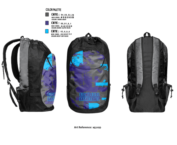 Gear Bag, Sigma elite, Men's Basketball, Teamtime, Team time, sublimation, custom sports apparel, team uniforms, spirit wear, spiritwear, sports uniforms, custom shirts, team store, custom team store, fundraiser sports, apparel fundraiser