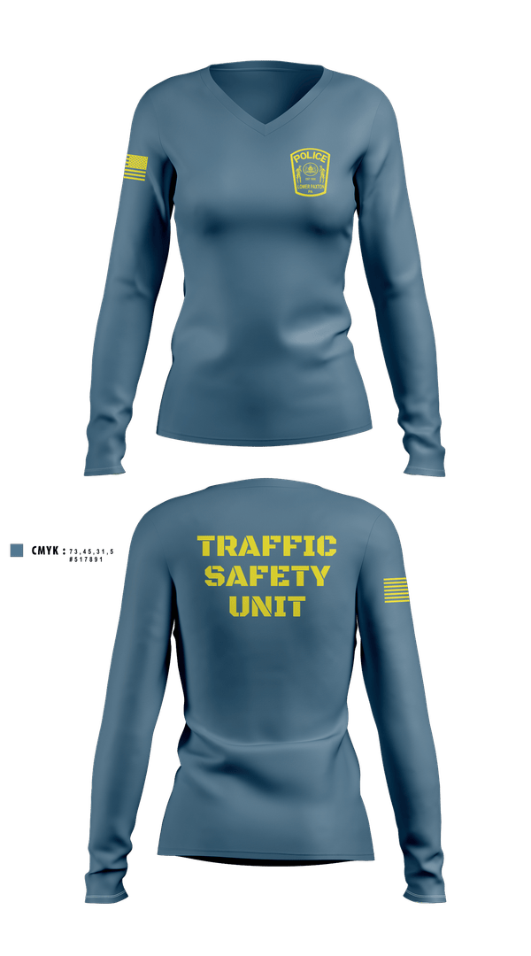 Womens Long Sleeve Vneck Shirt, Traffic Safety Unit, , Teamtime, Team time, sublimation, custom sports apparel, team uniforms, spirit wear, spiritwear, sports uniforms, custom shirts, team store, custom team store, fundraiser sports, apparel fundraiser