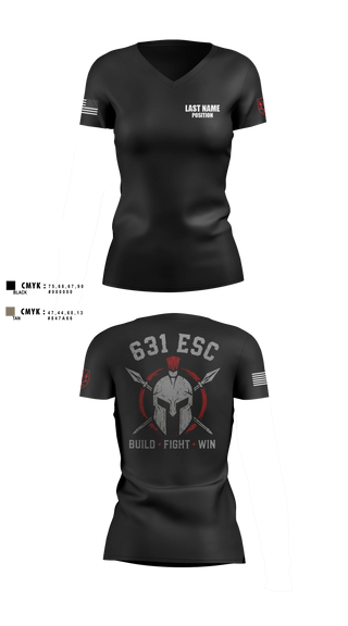 Womens Short Sleeve Vneck Shirt, 631st ESC, Army, Teamtime, Team time, sublimation, custom sports apparel, team uniforms, spirit wear, spiritwear, sports uniforms, custom shirts, team store, custom team store, fundraiser sports, apparel fundraiser