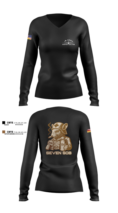 10 EAEF Bronze Crew 32641505 Women's Long Sleeve V-neck Shirt - 2