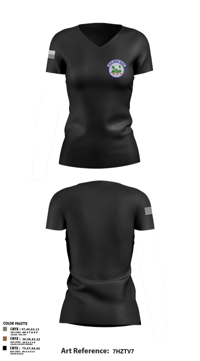151st Army Band 82490889 Women's Short Sleeve V-neck Shirt - 3