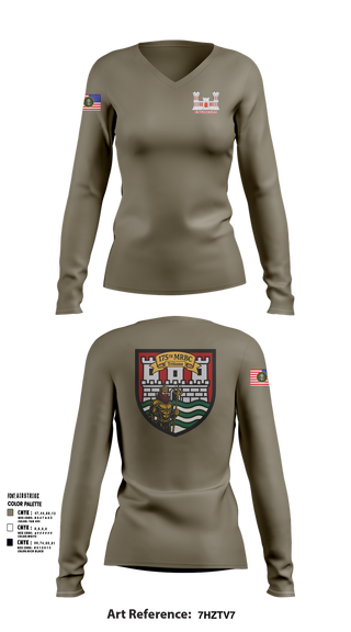 Womens Long Sleeve Vneck Shirt, 175th MRBC, , Teamtime, Team time, sublimation, custom sports apparel, team uniforms, spirit wear, spiritwear, sports uniforms, custom shirts, team store, custom team store, fundraiser sports, apparel fundraiser