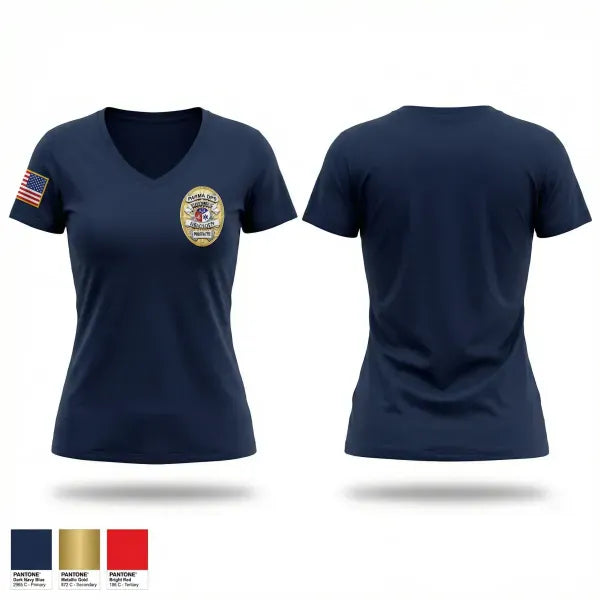 Womens Short Sleeve Vneck Shirt, Parma Department of Public Safety, Fire Department, Teamtime, Team time, sublimation, custom sports apparel, team uniforms, spirit wear, spiritwear, sports uniforms, custom shirts, team store, custom team store, fundraiser sports, apparel fundraiser