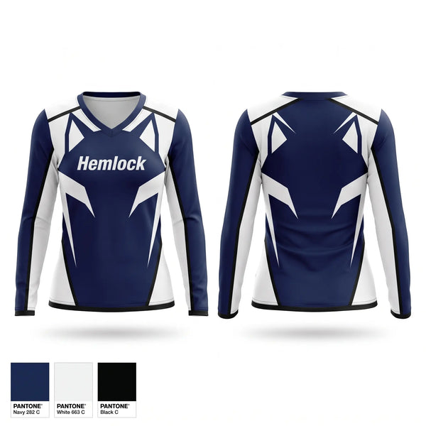 Womens Long Sleeve Vneck Shirt, Hemlock, Wrestling, Teamtime, Team time, sublimation, custom sports apparel, team uniforms, spirit wear, spiritwear, sports uniforms, custom shirts, team store, custom team store, fundraiser sports, apparel fundraiser