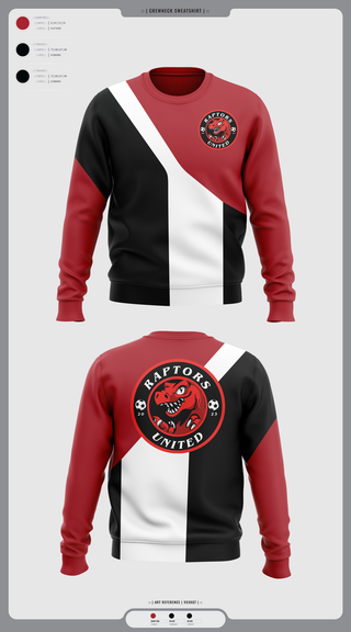Crew Neck Sweatshirt, Raptors United, Men's Soccer, Teamtime, Team time, sublimation, custom sports apparel, team uniforms, spirit wear, spiritwear, sports uniforms, custom shirts, team store, custom team store, fundraiser sports, apparel fundraiser