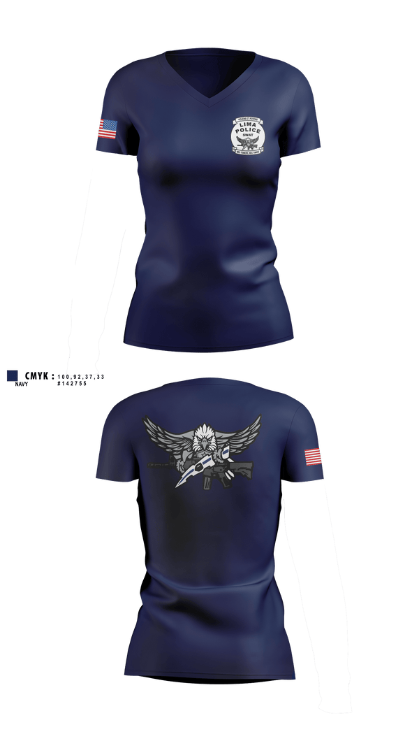 Lima Police Swat Women's Short Sleeve V-neck Shirt - 3