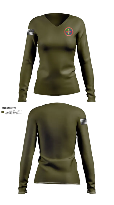1st TSB 51823329 Women's Long Sleeve V-neck Shirt - 101
