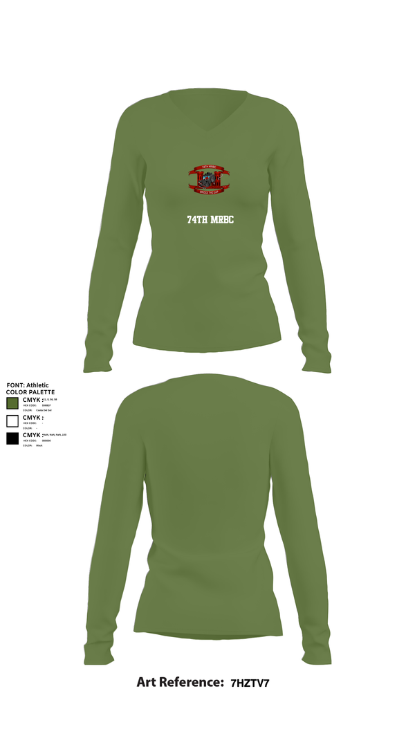 Womens Long Sleeve Vneck Shirt, 74th MRBC, , Teamtime, Team time, sublimation, custom sports apparel, team uniforms, spirit wear, spiritwear, sports uniforms, custom shirts, team store, custom team store, fundraiser sports, apparel fundraiser