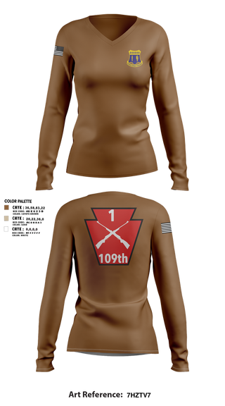 Womens Long Sleeve Vneck Shirt, A co 1/109, National Guard, Teamtime, Team time, sublimation, custom sports apparel, team uniforms, spirit wear, spiritwear, sports uniforms, custom shirts, team store, custom team store, fundraiser sports, apparel fundraiser