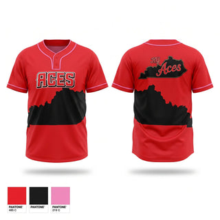 Two Button Softball Jersey, Ky Aces, Softball, Teamtime, Team time, sublimation, custom sports apparel, team uniforms, spirit wear, spiritwear, sports uniforms, custom shirts, team store, custom team store, fundraiser sports, apparel fundraiser
