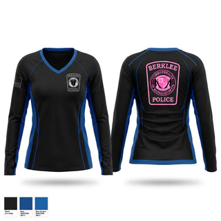 Womens Long Sleeve Vneck Shirt, Berklee Police, Police, Teamtime, Team time, sublimation, custom sports apparel, team uniforms, spirit wear, spiritwear, sports uniforms, custom shirts, team store, custom team store, fundraiser sports, apparel fundraiser