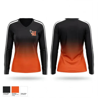 Womens Long Sleeve Vneck Shirt, Hastings Tigers, Track & Field, Teamtime, Team time, sublimation, custom sports apparel, team uniforms, spirit wear, spiritwear, sports uniforms, custom shirts, team store, custom team store, fundraiser sports, apparel fundraiser