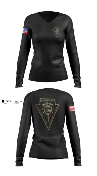 Womens Long Sleeve Vneck Shirt, FDC Philadelphia DCT, Police, Teamtime, Team time, sublimation, custom sports apparel, team uniforms, spirit wear, spiritwear, sports uniforms, custom shirts, team store, custom team store, fundraiser sports, apparel fundraiser