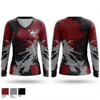 Womens Long Sleeve Vneck Shirt, East End Mishawaka Baseball Softball Association, Softball, Teamtime, Team time, sublimation, custom sports apparel, team uniforms, spirit wear, spiritwear, sports uniforms, custom shirts, team store, custom team store, fundraiser sports, apparel fundraiser