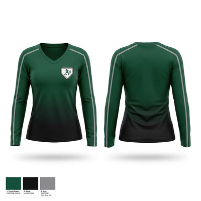 Quad City A's Women's Long Sleeve V-neck Shirt - 1
