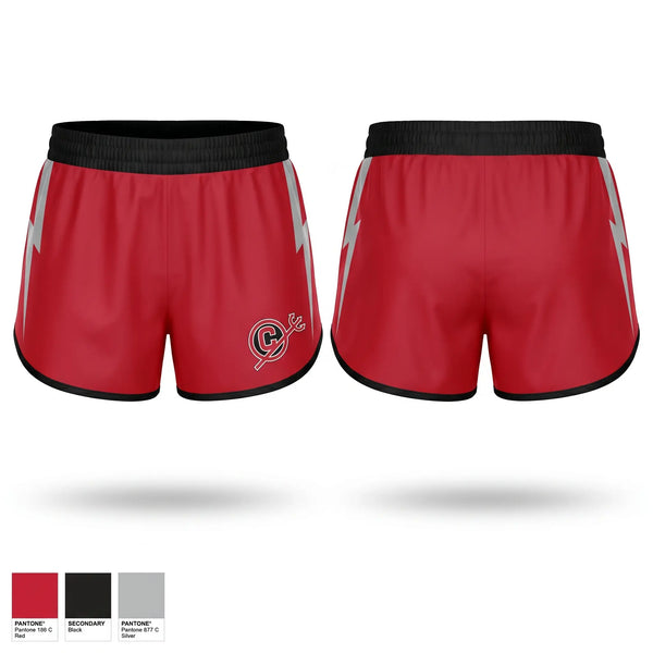 Womens Shorts, Clinton Red Devils, Track & Field, Teamtime, Team time, sublimation, custom sports apparel, team uniforms, spirit wear, spiritwear, sports uniforms, custom shirts, team store, custom team store, fundraiser sports, apparel fundraiser