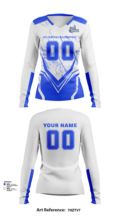 R-S Central Hilltoppers Volleyball 15542633 Women's Long Sleeve V-neck Shirt - 82