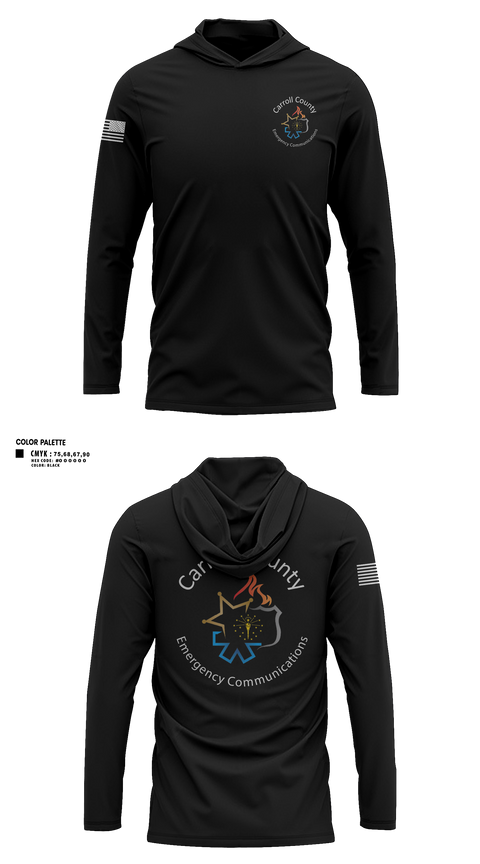 Long Sleeve Performance Shirt with hood, Carroll County Emergency Communications, Police, Teamtime, Team time, sublimation, custom sports apparel, team uniforms, spirit wear, spiritwear, sports uniforms, custom shirts, team store, custom team store, fundraiser sports, apparel fundraiser