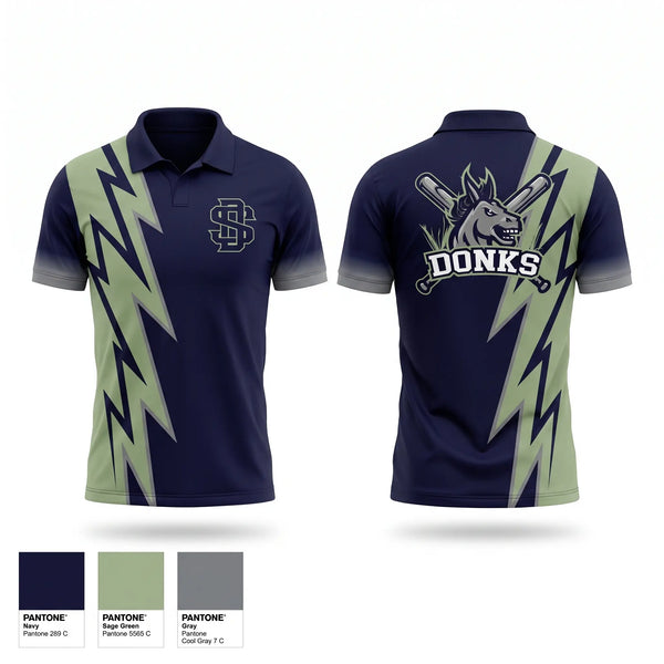 Short Sleeve Performance Polo, Swamp Donks, Baseball, Teamtime, Team time, sublimation, custom sports apparel, team uniforms, spirit wear, spiritwear, sports uniforms, custom shirts, team store, custom team store, fundraiser sports, apparel fundraiser