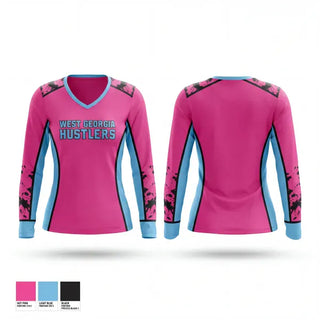Womens Long Sleeve Vneck Shirt, West Georgia Hustlers, Baseball, Teamtime, Team time, sublimation, custom sports apparel, team uniforms, spirit wear, spiritwear, sports uniforms, custom shirts, team store, custom team store, fundraiser sports, apparel fundraiser