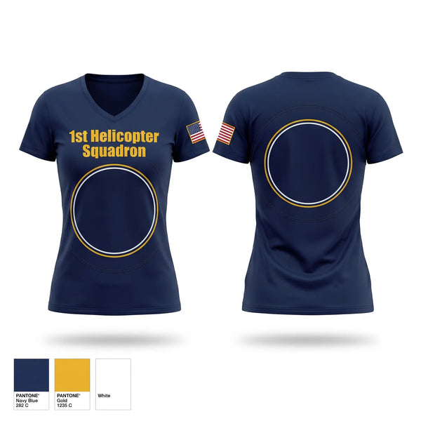 Womens Short Sleeve Vneck Shirt, 1st Helicopter Squadron, Air Force, Teamtime, Team time, sublimation, custom sports apparel, team uniforms, spirit wear, spiritwear, sports uniforms, custom shirts, team store, custom team store, fundraiser sports, apparel fundraiser