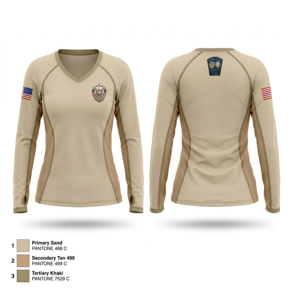 Womens Long Sleeve Vneck Shirt, Spartanburg Methodist Police, Police, Teamtime, Team time, sublimation, custom sports apparel, team uniforms, spirit wear, spiritwear, sports uniforms, custom shirts, team store, custom team store, fundraiser sports, apparel fundraiser
