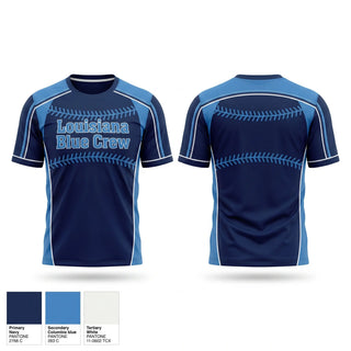 Short Sleeve Performance Shirt, Louisiana Blue Crew, Baseball, Teamtime, Team time, sublimation, custom sports apparel, team uniforms, spirit wear, spiritwear, sports uniforms, custom shirts, team store, custom team store, fundraiser sports, apparel fundraiser