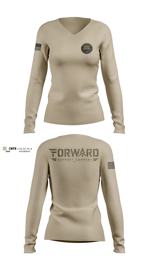 Womens Long Sleeve Vneck Shirt, 44 IBCT-E-CO 250TH, , Teamtime, Team time, sublimation, custom sports apparel, team uniforms, spirit wear, spiritwear, sports uniforms, custom shirts, team store, custom team store, fundraiser sports, apparel fundraiser