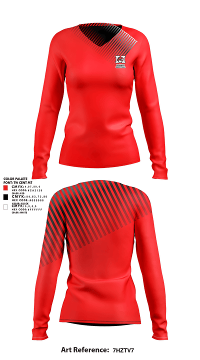 Manchester High School Redhawks 20255426 Women's Long Sleeve V-neck Shirt - 1