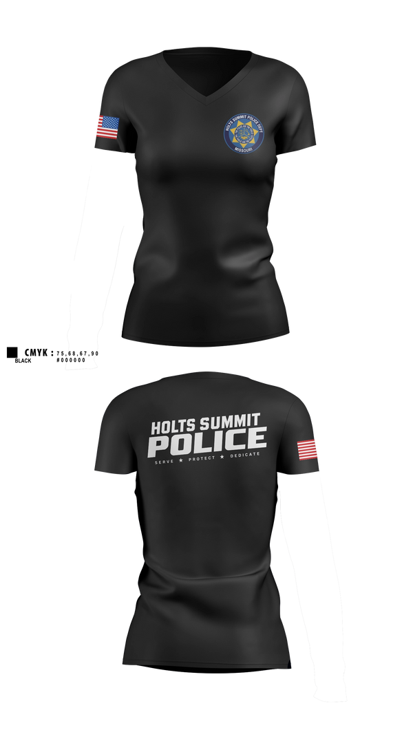 Womens Short Sleeve Vneck Shirt, Holts Summit Police Department, Police, Teamtime, Team time, sublimation, custom sports apparel, team uniforms, spirit wear, spiritwear, sports uniforms, custom shirts, team store, custom team store, fundraiser sports, apparel fundraiser