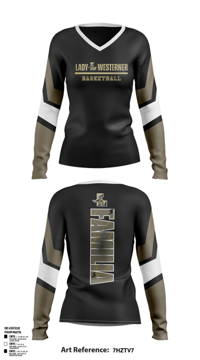 Lubbock High Lady Westerners 45584403 Women's Long Sleeve V-neck Shirt - 1